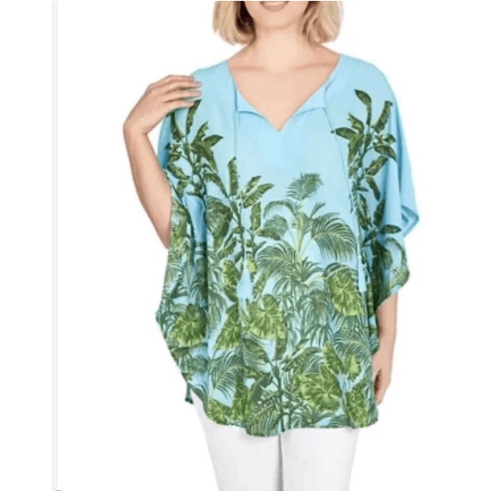 Ruby Rd Woman Paradise Palms tunic blouse Size 1X NWOT